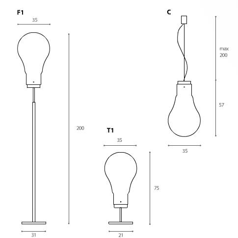 Leuchten in Glühbirnen-Design-Übersicht