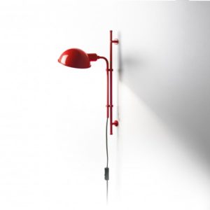 Hoehenverstellbare Wandlampe rot mit Schalter
