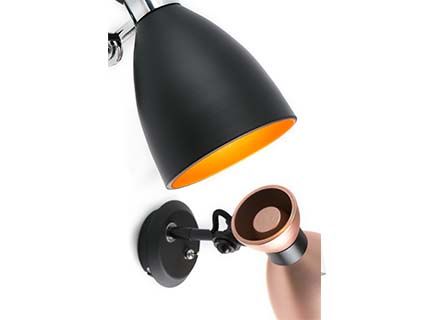Schwarze Retro Wandlampe mit Schalter Detailfoto