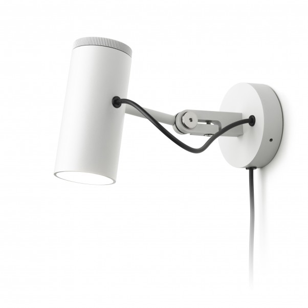 Weisse Wandleuchte mit Drehschalter und Kabel