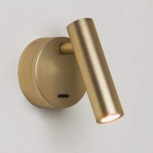 Goldfarbene kleine LED Spot Wandleuchte mit Schalter