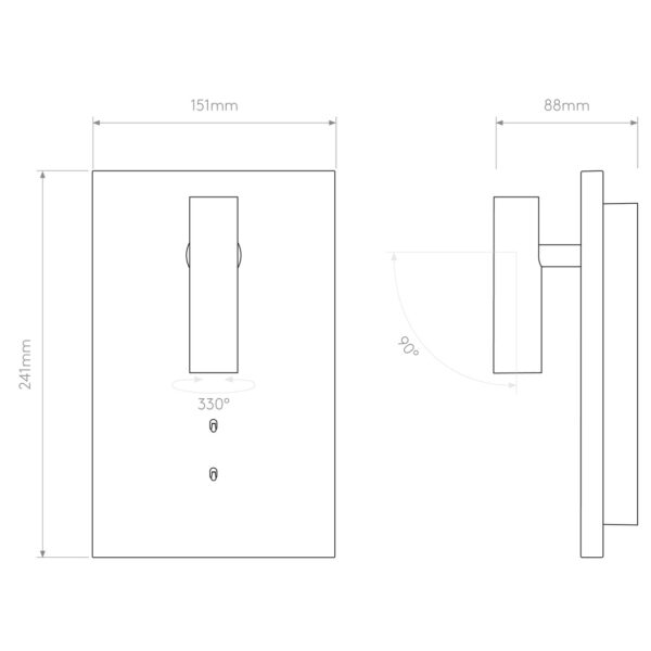 Moderne Design Wand Leselampe mit Schalter am Bett Abmessungen