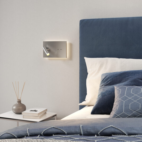 Moderne Nickel Design Wand Leselampe mit Schalter am Bett